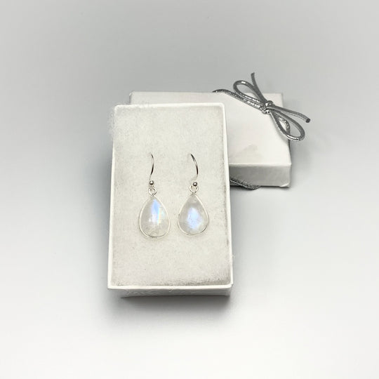 Rainbow Moonstone Dangle Earrings