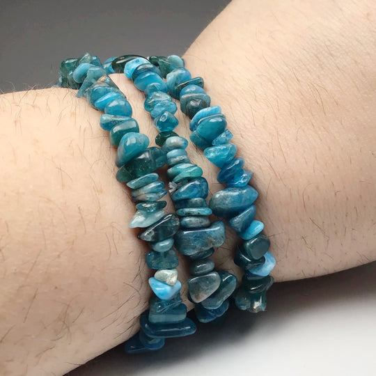 Blue Apatite Chip Beaded Bracelet