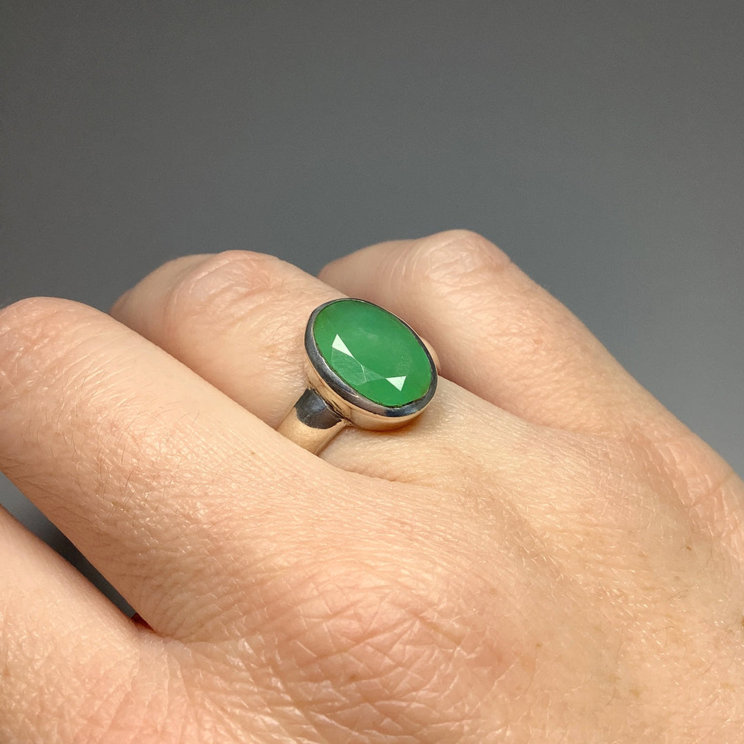 Faceted Chrysoprase Ring