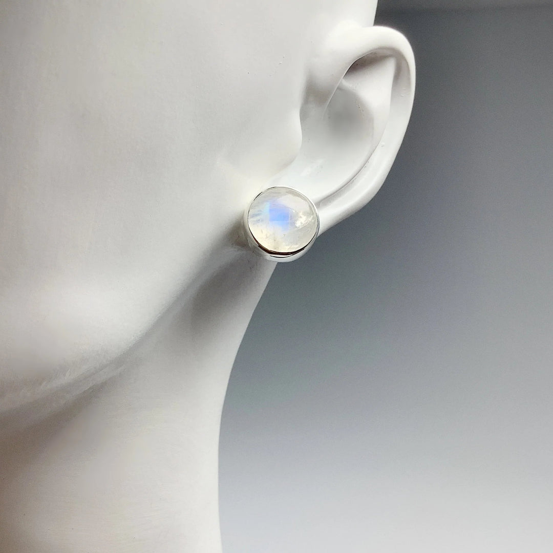 Rainbow Moonstone Stud Earrings