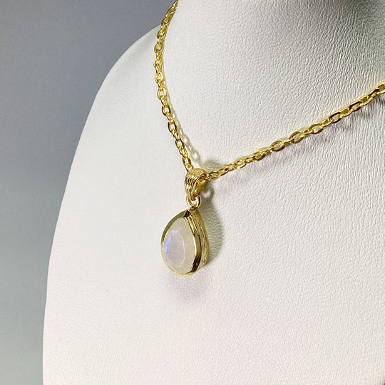 Rainbow Moonstone Gold Finish Pendant