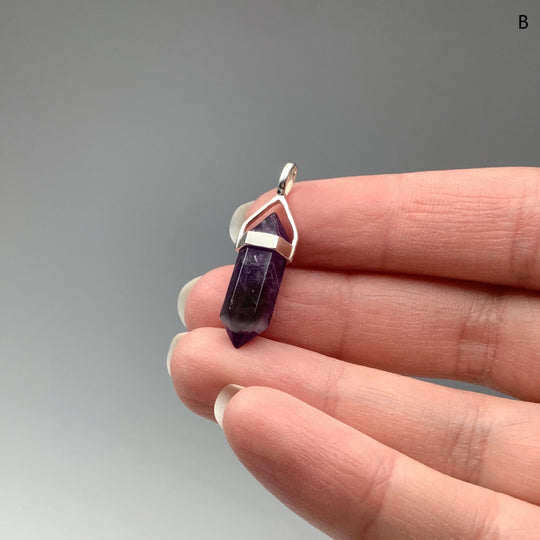 Chevron Amethyst Double Terminated Point Pendant