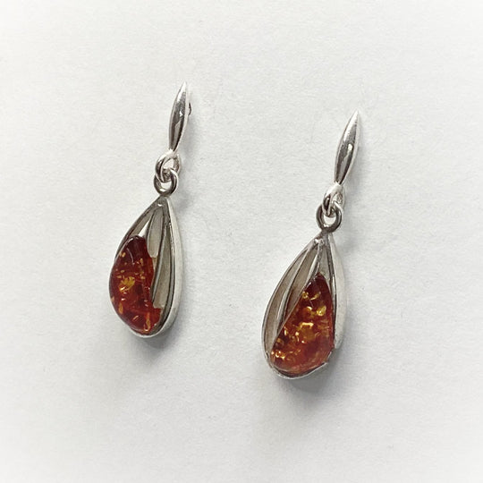 Cognac Amber Stud Earrings