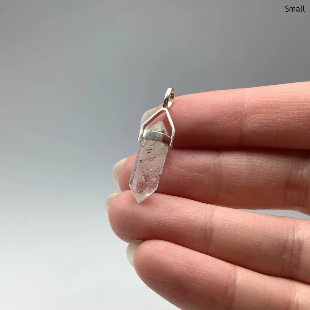 Quartz with Inclusions Double Terminated Point Pendant