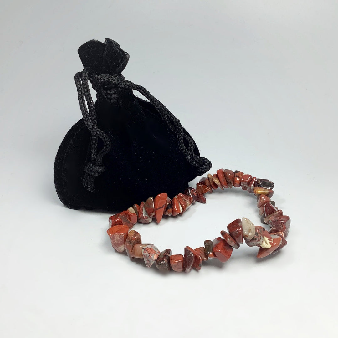 Red Brecciated Jasper Chip Beaded Bracelet