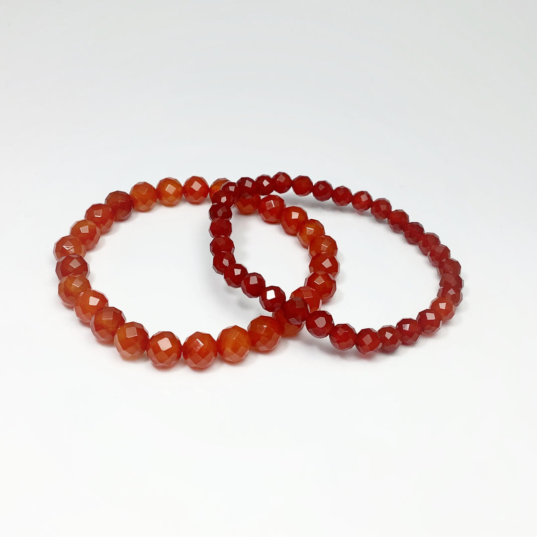 Carnelian Agate Faceted Beaded Bracelet - High Quality