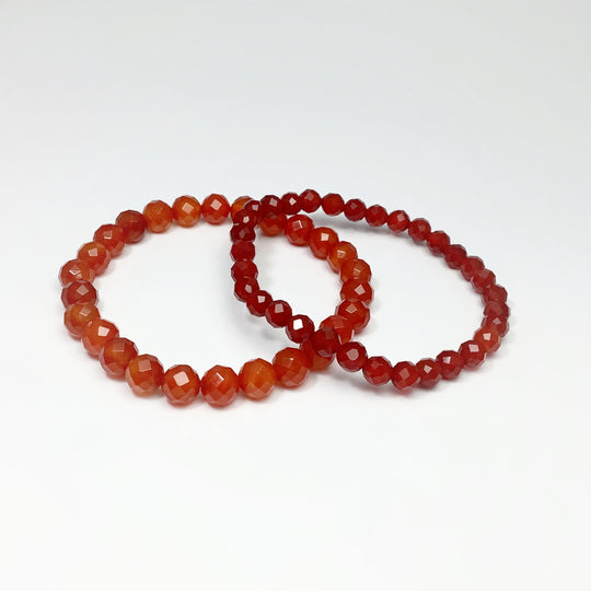 Carnelian Agate Faceted Beaded Bracelet - High Quality