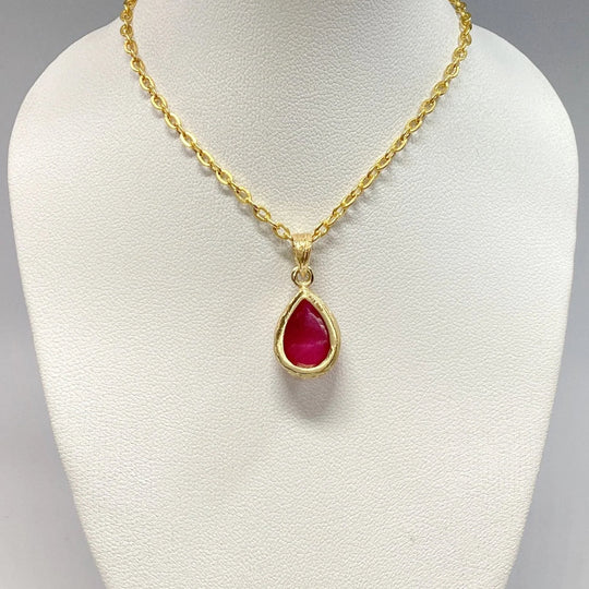 Pink Jade Gold Finish Pendant