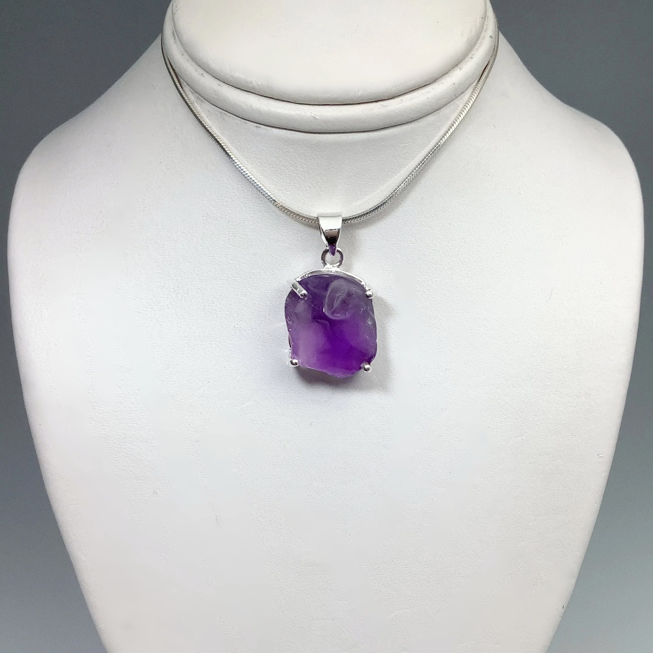 Raw Amethyst Small Pendant popular / Amethyst Teardrop Silver Pendant / Smooth Raw Amethyst / February Birthstone / Option w/ Chain / 925