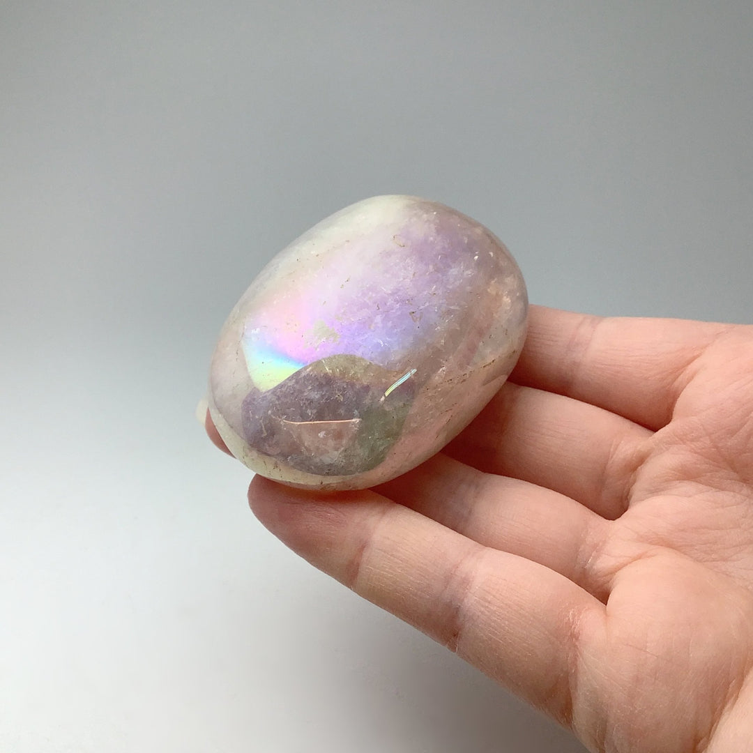 Opalescent Rose Quartz Palm Stone