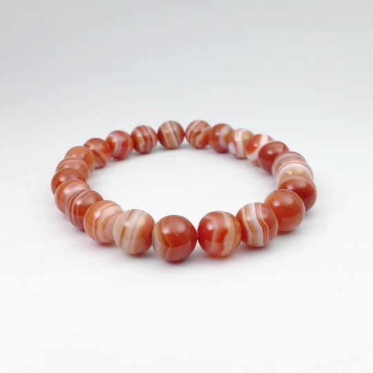 Banded Carnelian Agate Beaded Bracelet - 8mm