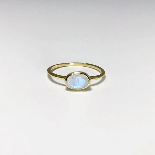 Rainbow Moonstone Gold Finish Ring