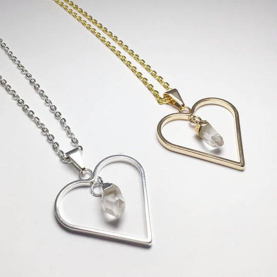 Heart Necklace with Quartz