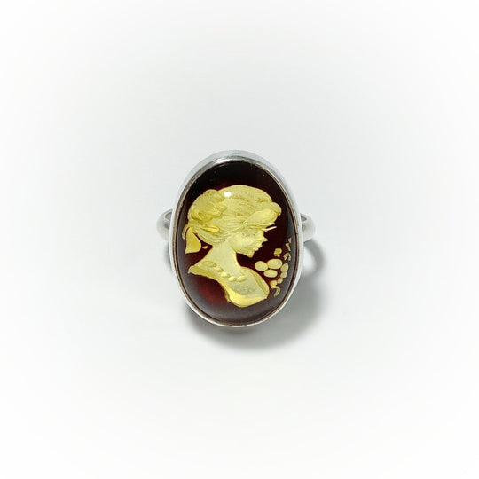 Amber Cameo Ring