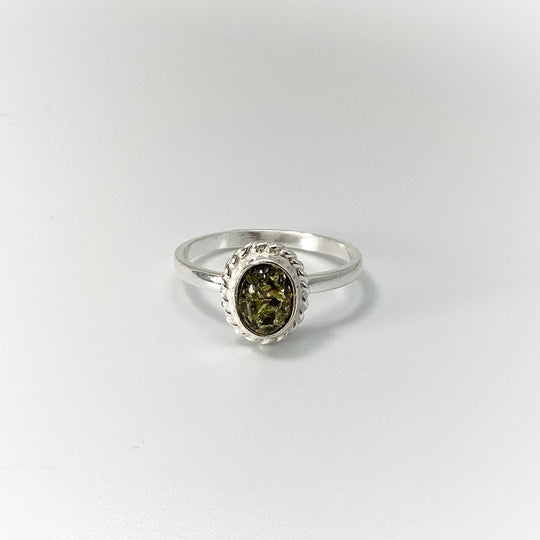 Green Amber Ring