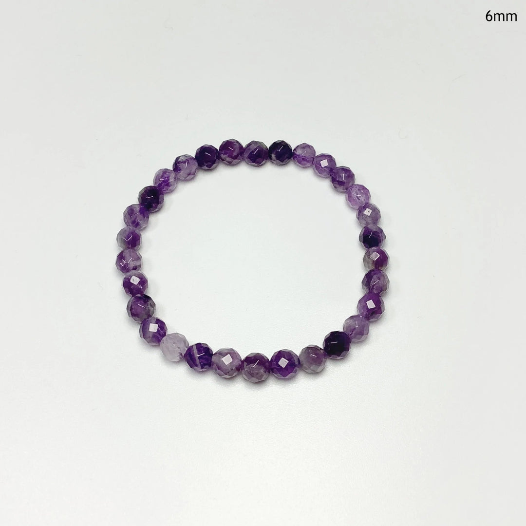 Chevron Amethyst Faceted Beaded Bracelet