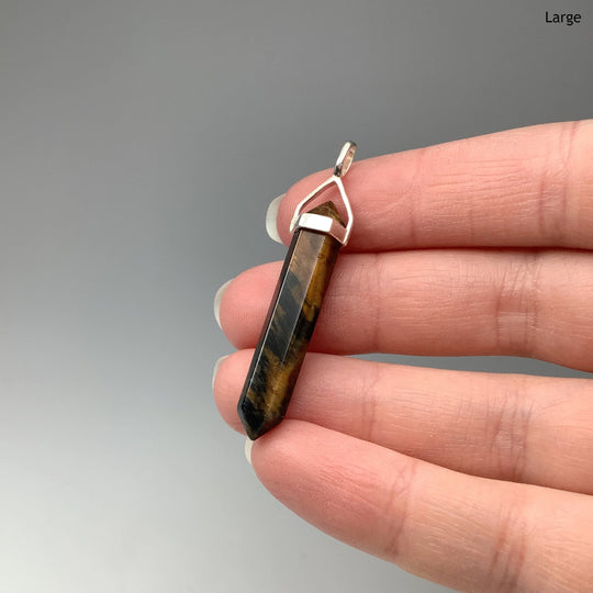 Blue Gold Tiger Eye Double Terminated Point Pendant