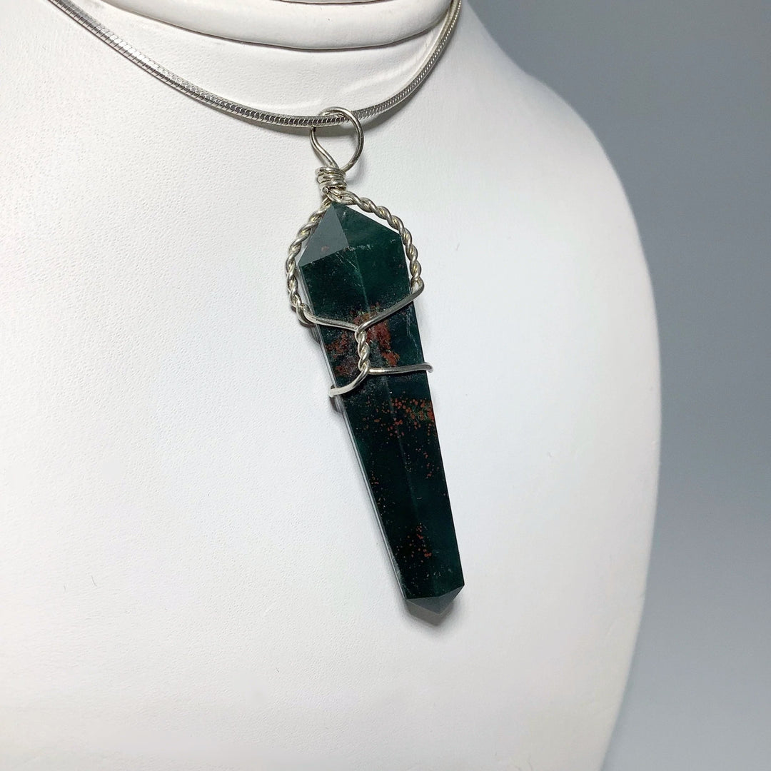 Wire Wrapped Bloodstone Pendant