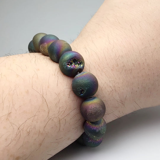 Druzy Matte Rainbow Beaded Bracelet