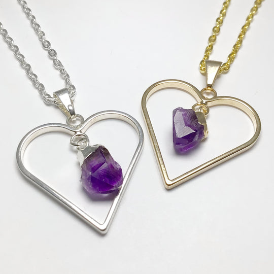 Heart Necklace with Amethyst