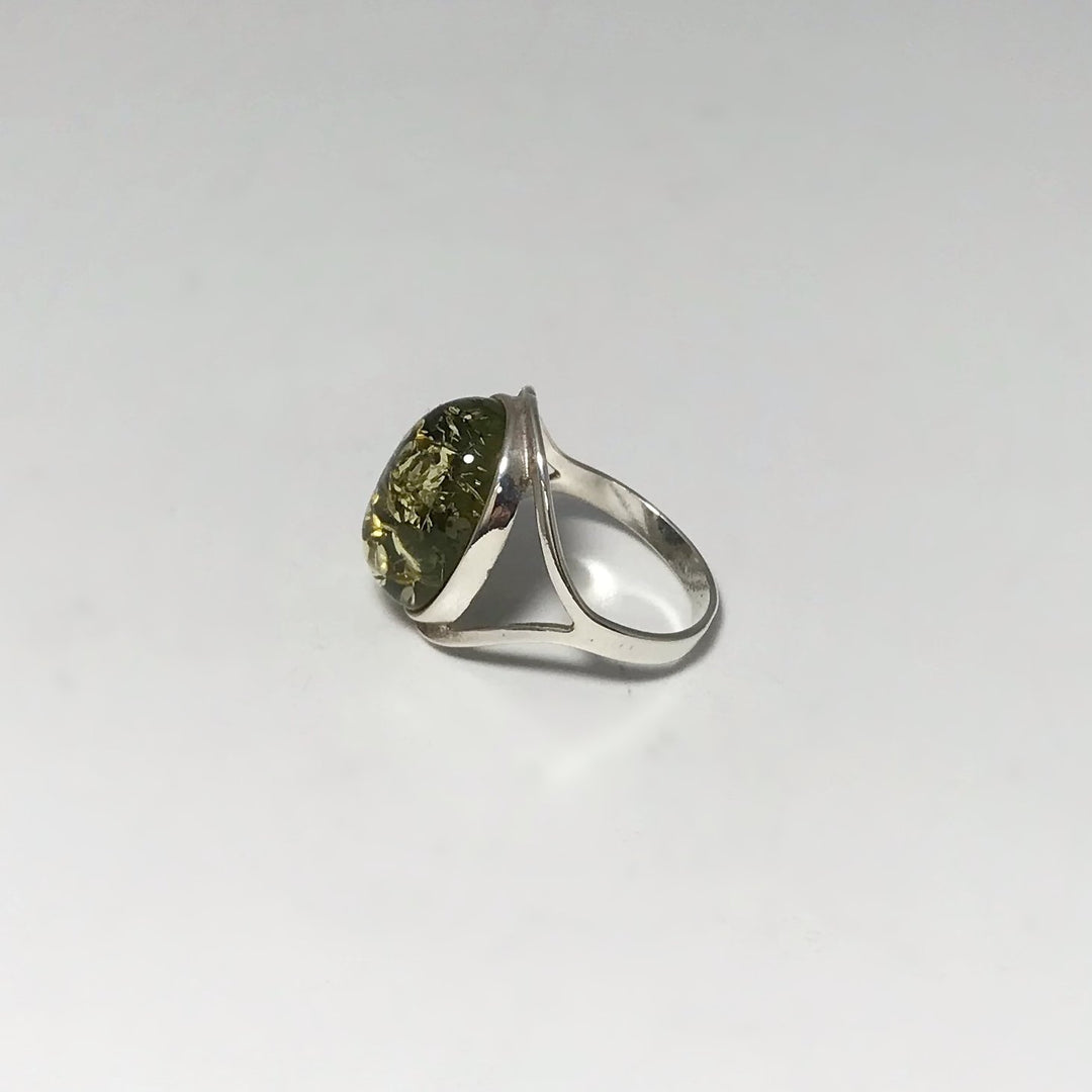 Green Amber Ring