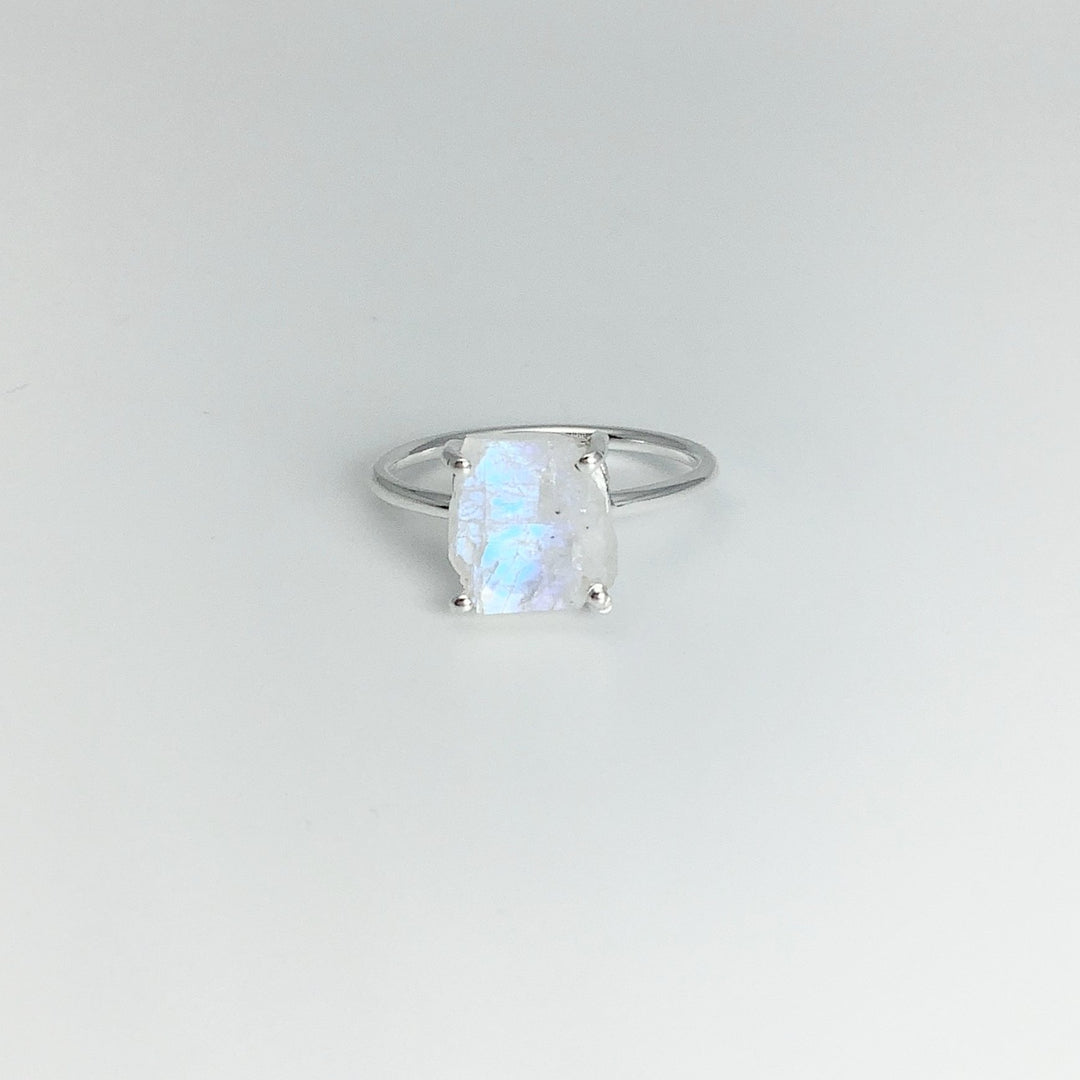 Raw Rainbow Moonstone Ring