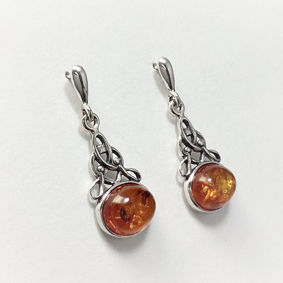 Cognac Amber Stud Earrings