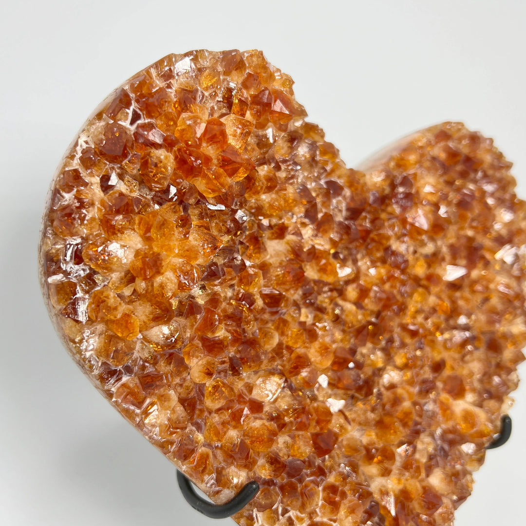 Large Citrine Druze Cluster Heart On Stand