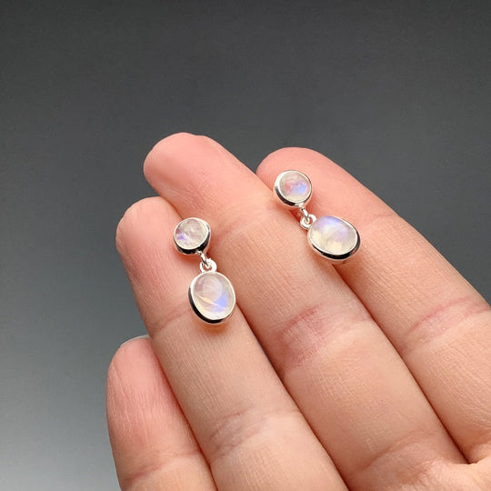 Rainbow Moonstone Stud Earrings