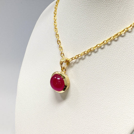 Pink Jade Gold Finish Pendant