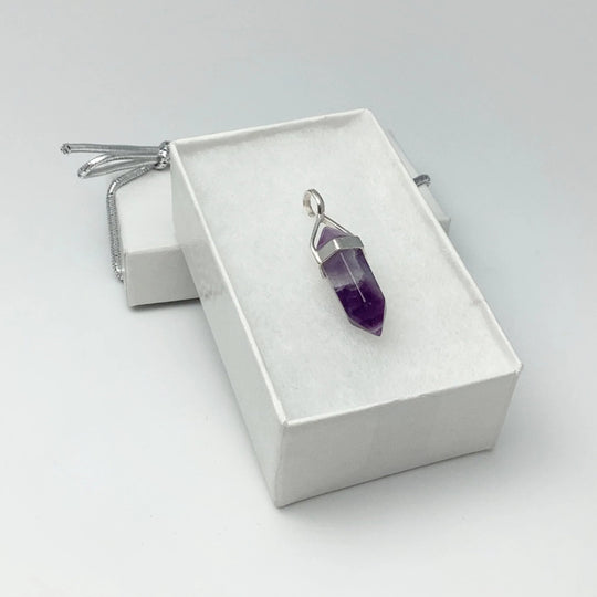 Chevron Amethyst Double Terminated Point Pendant