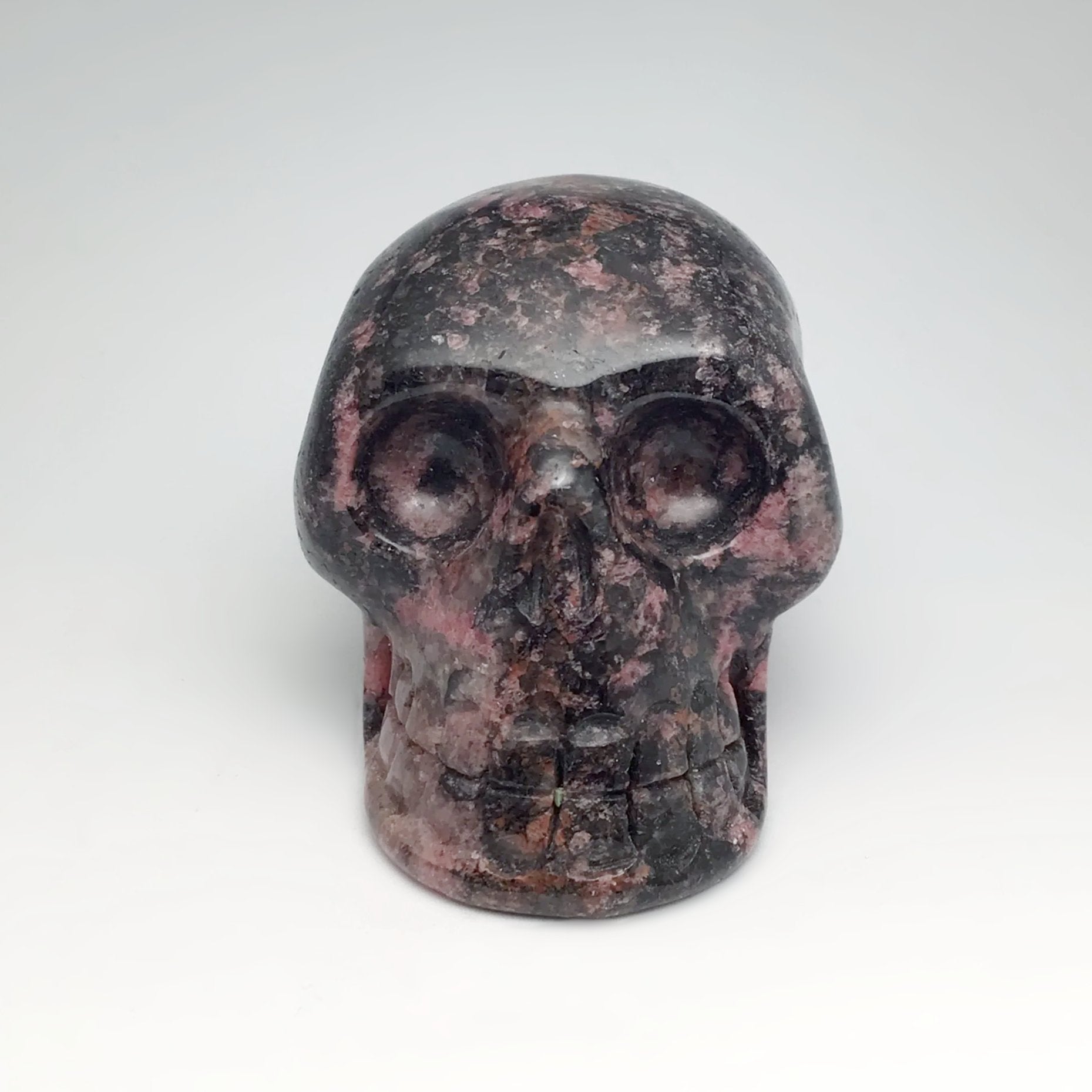 Carved Rhodonite Skull