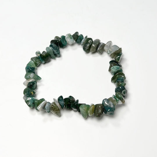 Moss Agate Chip Beaded Bracelet