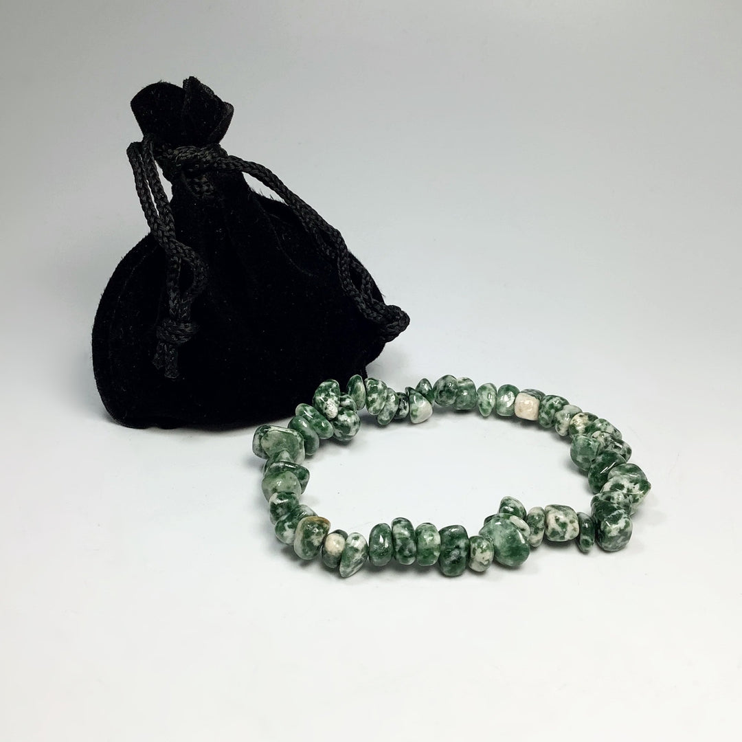 Green Dot Jade Chip Beaded Bracelet