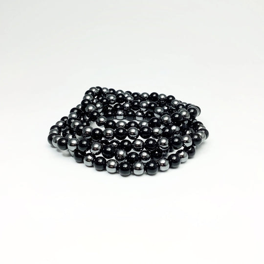 Black Onyx and Hematite Beaded Bracelet