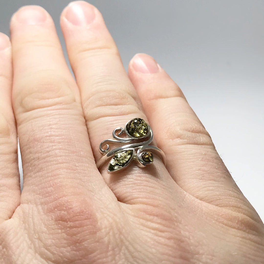 Green Amber Ring