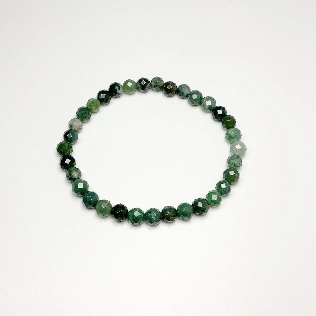 Moss Agate Faceted Beaded Bracelet