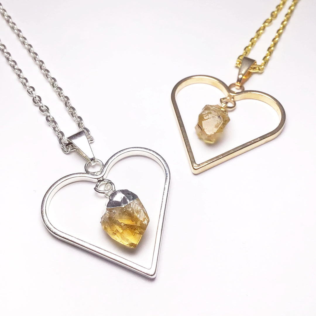 Heart Necklace with Citrine