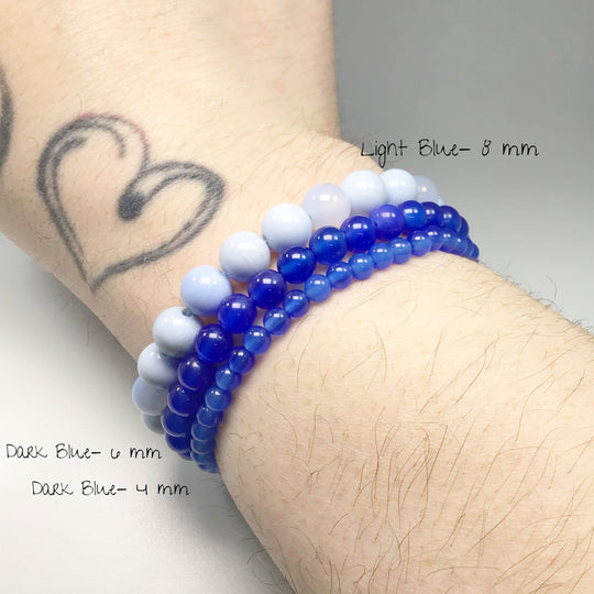 Blue Agate Beaded Bracelet