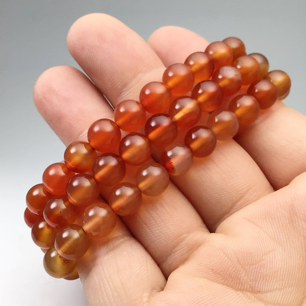 Light Carnelian Agate Beaded Bracelet - 8mm