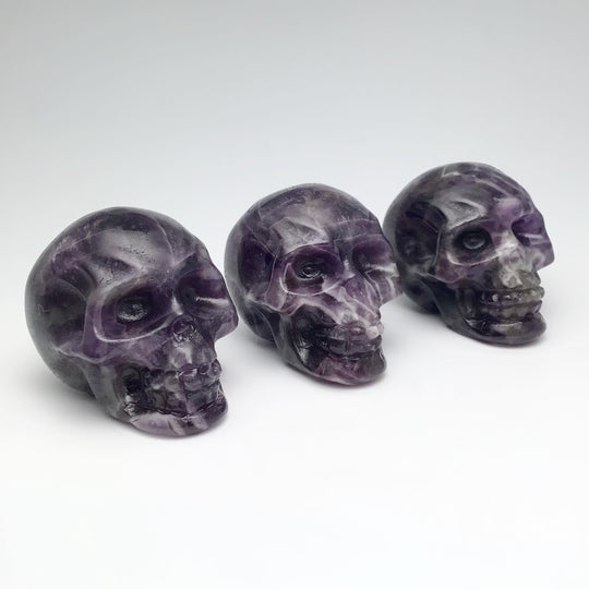 Carved Chevron Amethyst Skull at $85 Each