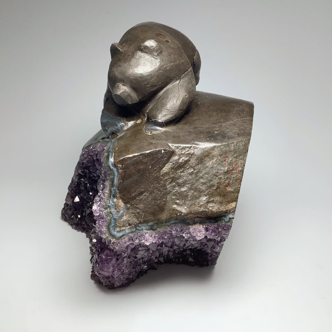 Amethyst Bear Carving