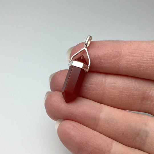 Carnelian Agate Double Terminated Point Pendant