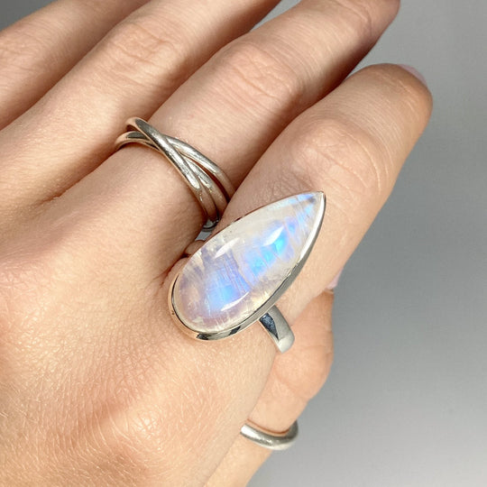 Rainbow Moonstone Ring - Size 8