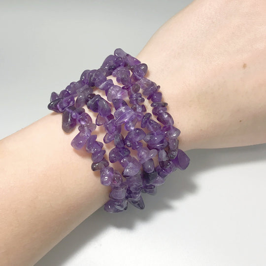 Amethyst Chip Beaded Bracelet