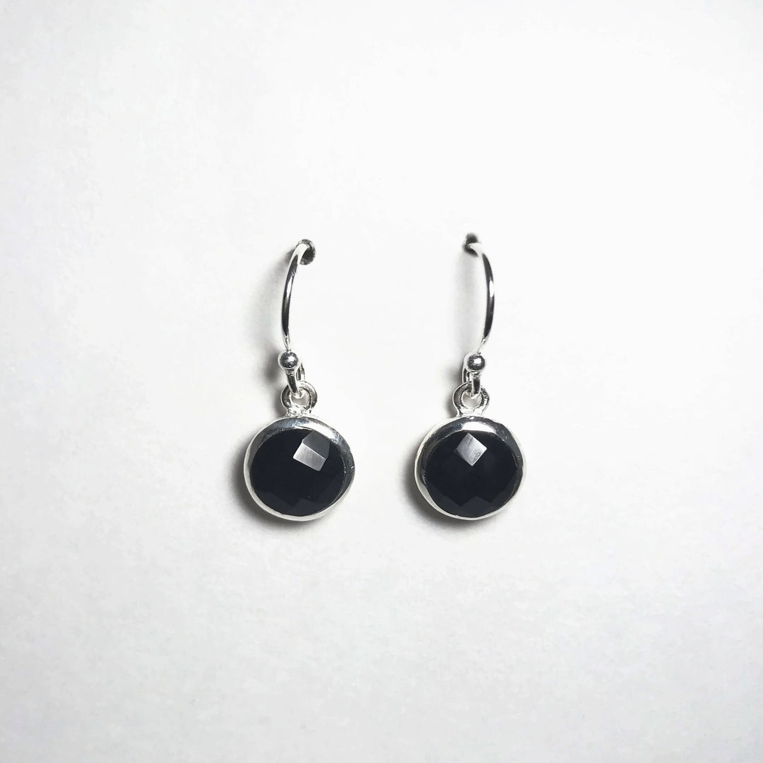 Faceted Black Onyx Dangle Earrings