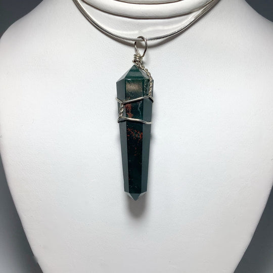 Wire Wrapped Bloodstone Pendant