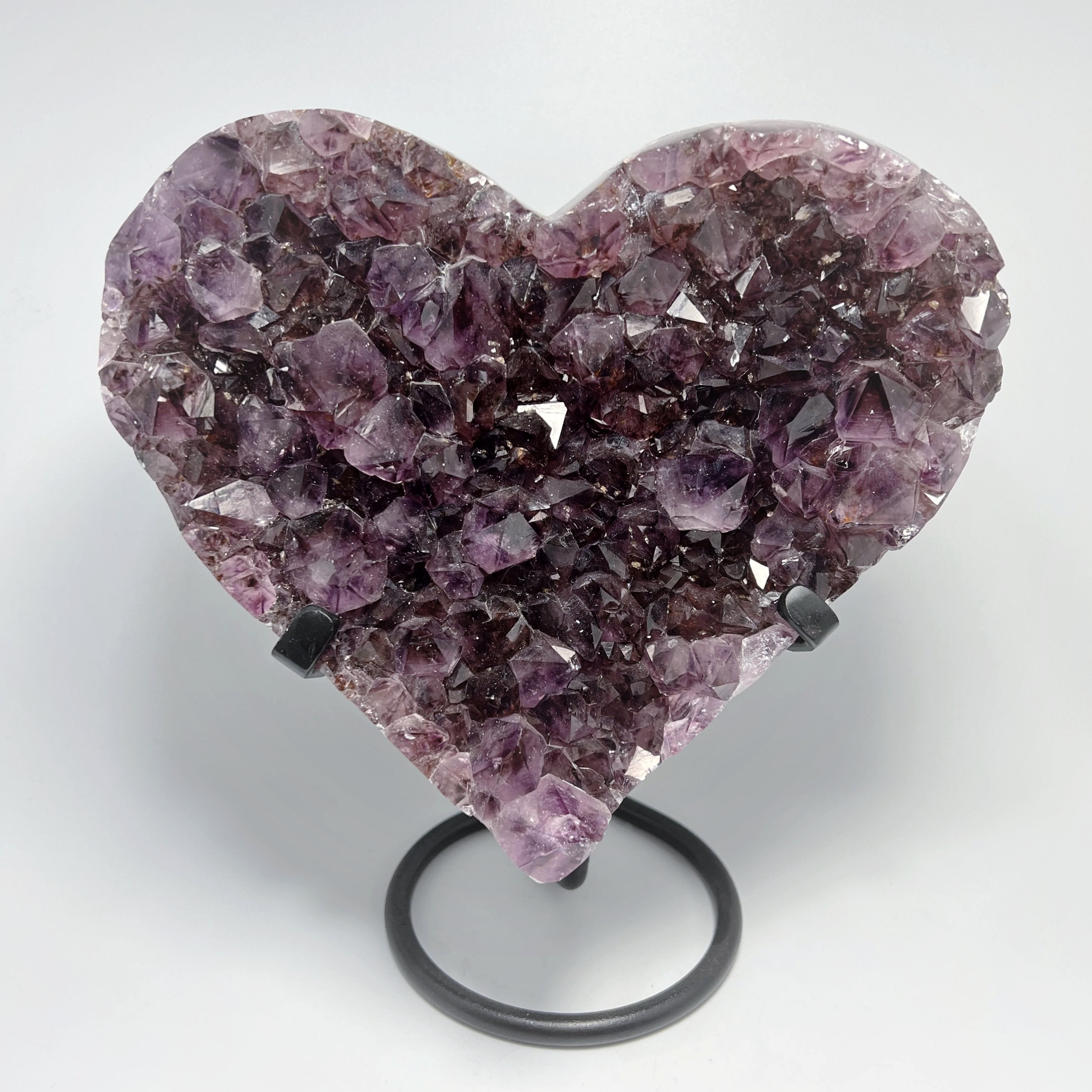 Large Amethyst Druze Cluster Heart On Stand