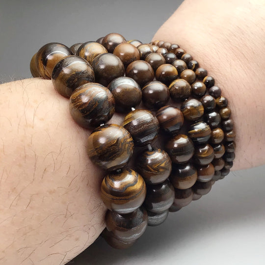 Brown Gold Tiger Iron Beaded Bracelet