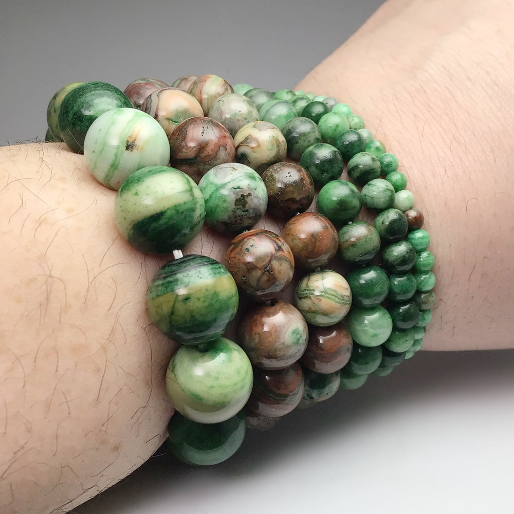 Green Crazy Lace Agate Beaded Bracelet